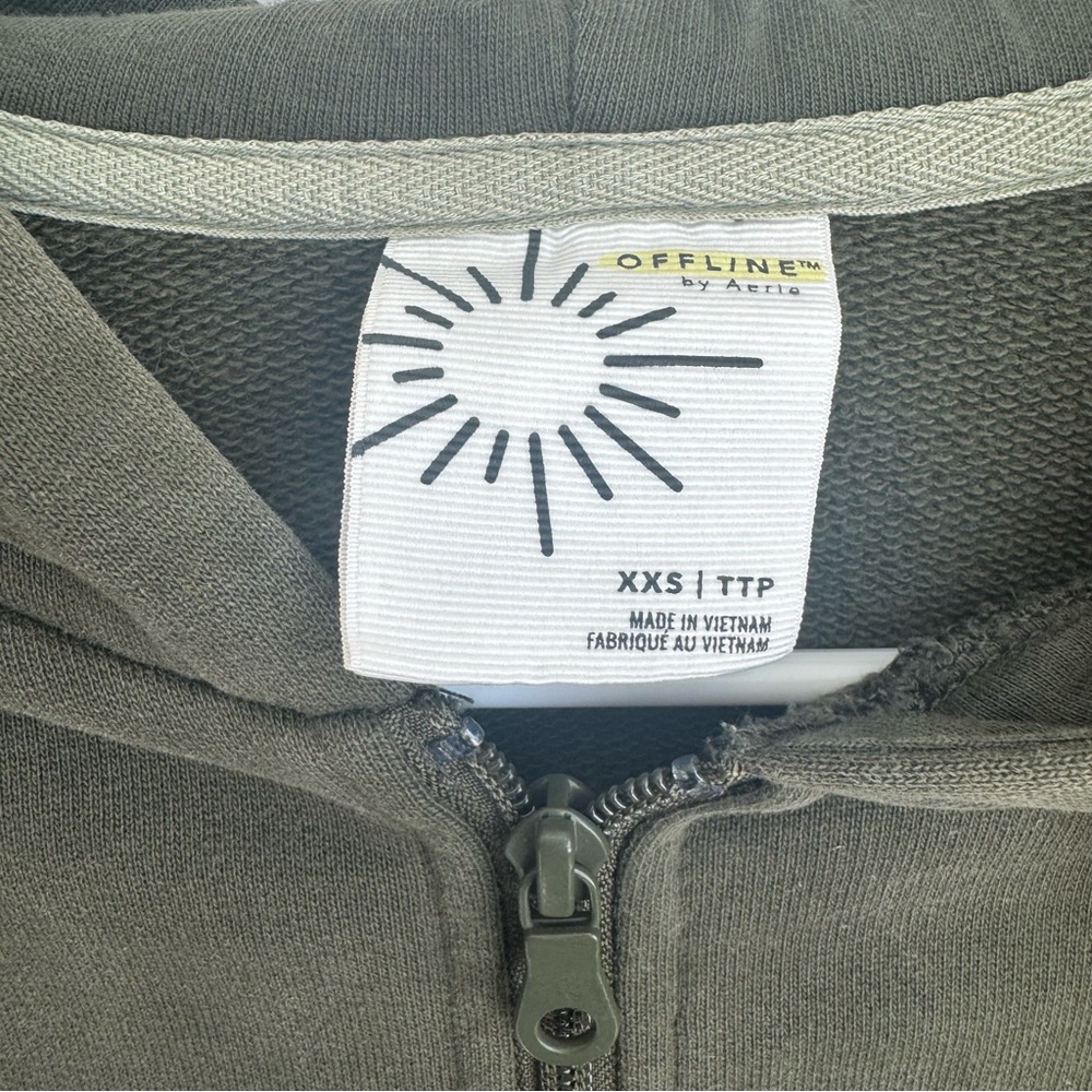 Offline Olive Green Zip-Up Hoodie Size XXS - Picture 2 of 5